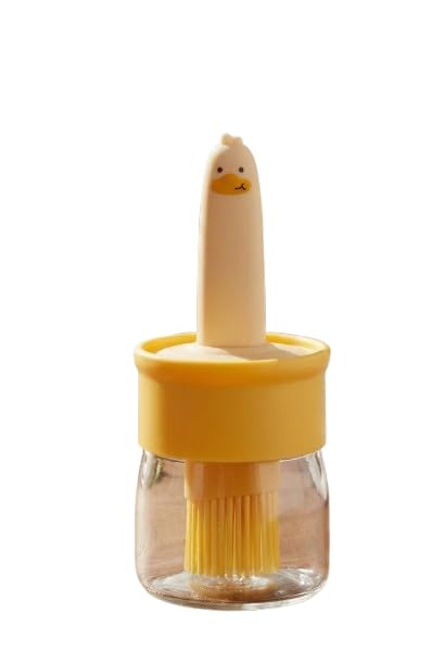 Oil Dispenser Bottle With Silicone Brush, brush oil dispenser (200ML) - Leakproof Transparent (Pack of 1)