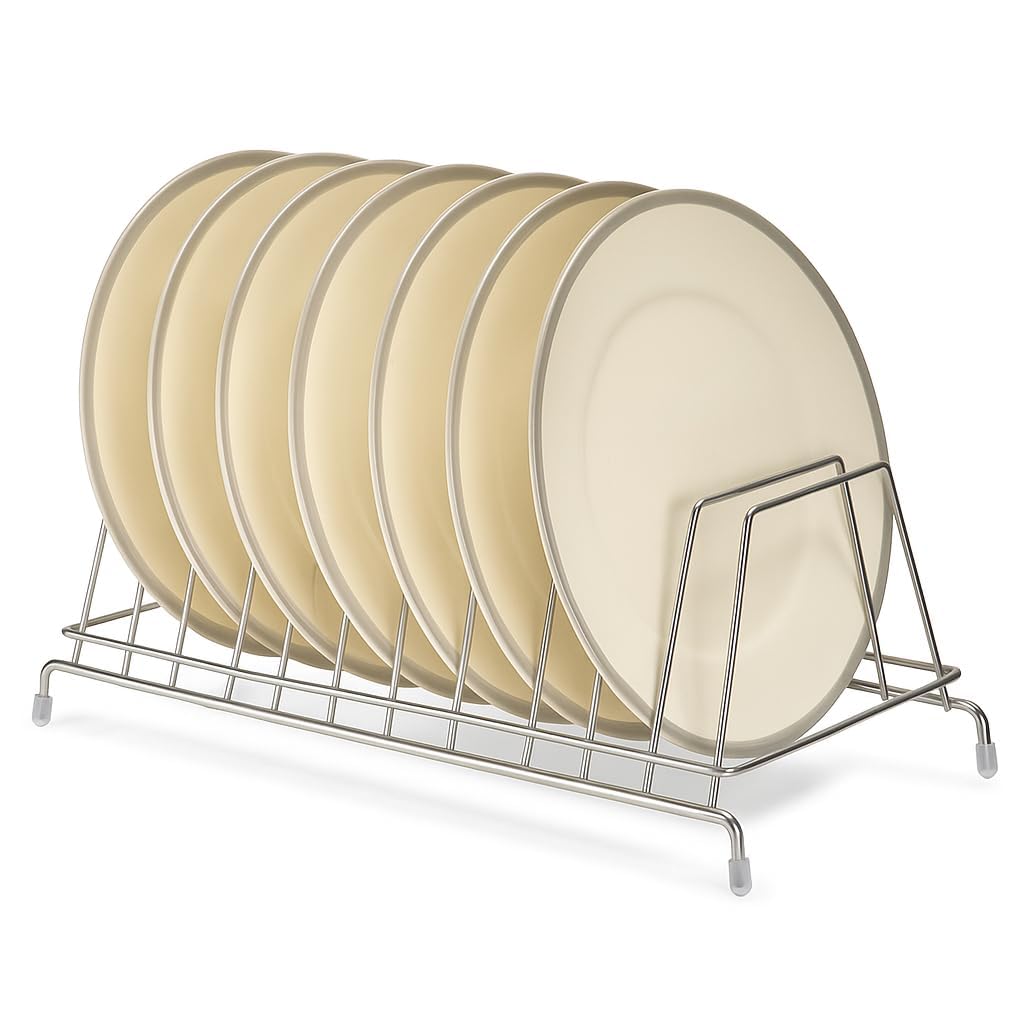 Stainless Steel Plate Rack, Plate Rack Organizer, Plate Organizer for Kitchen Cabinet, Plate Holder, Chrome Finish