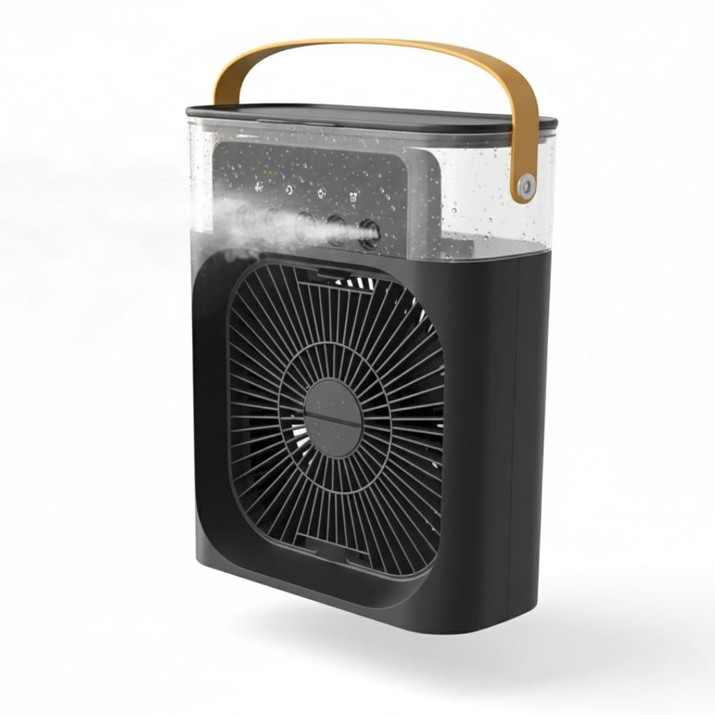 mini fan cooler, mini cooler portable, portable fan for kitchen, personal air fan for room Compact Desktop Evaporative, Quiet, Black