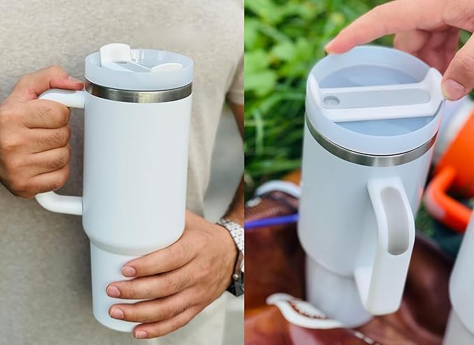 Insulated Tumbler with Handle & Straw | Hot & Cold | Leakproof BPA-Free Travel Mug