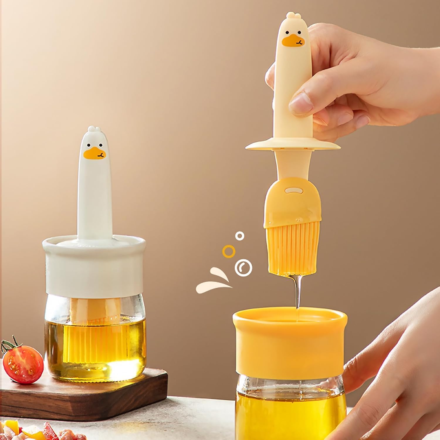Oil Dispenser Bottle With Silicone Brush, brush oil dispenser (200ML) - Leakproof Transparent (Pack of 1)