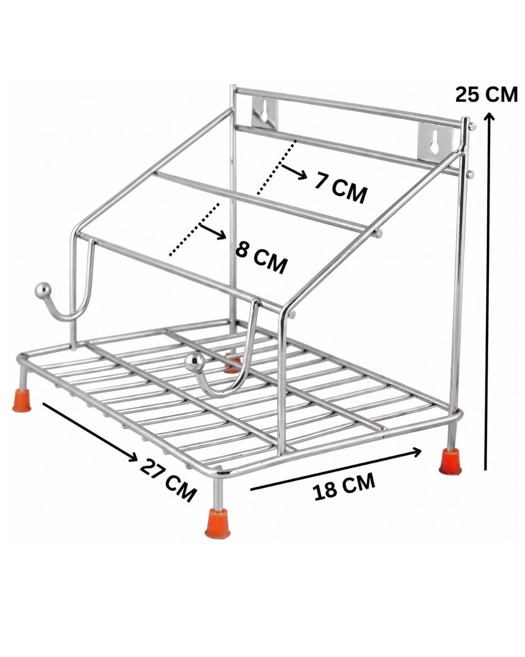 Stainless Steel Cookware Rack with Rolling Pin Holder, countertop chakla belan stand, chapati stand, chakla belan tawa stan