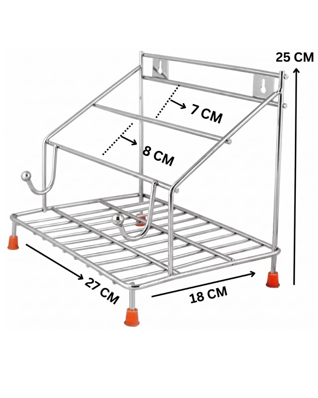 Stainless Steel Cookware Rack with Rolling Pin Holder, countertop chakla belan stand, chapati stand, chakla belan tawa stan