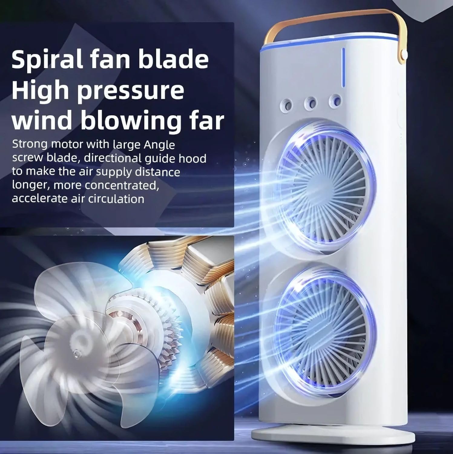 Portable Air Cooler Fan with Mist Function, Dual Fan Design, 700ml Water Tank, USB Powered, Remote Control