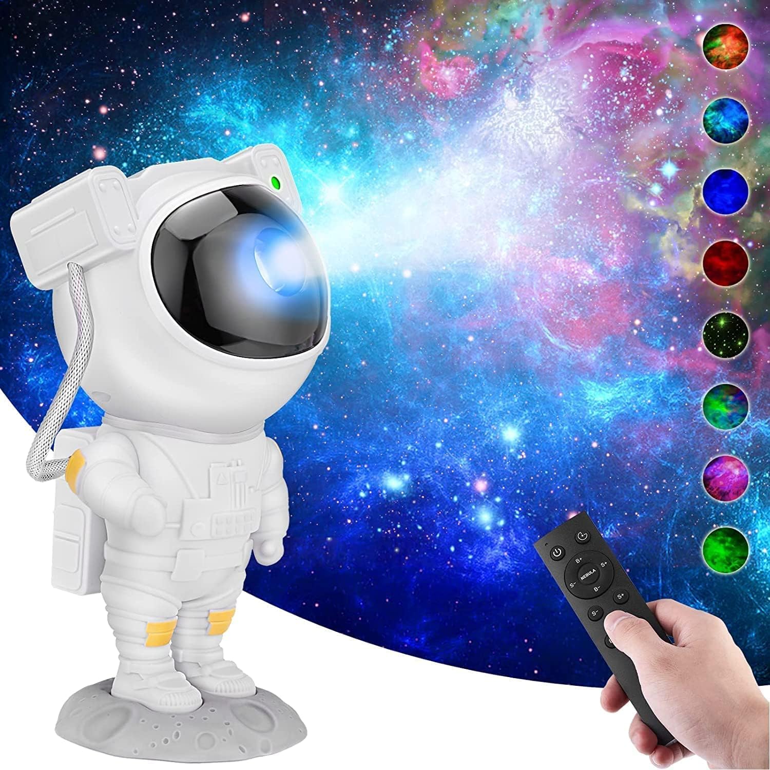 Plastic Astronaut Night Light Galaxy LED Projector Lamp with Remote Control, and 360° Adjustable