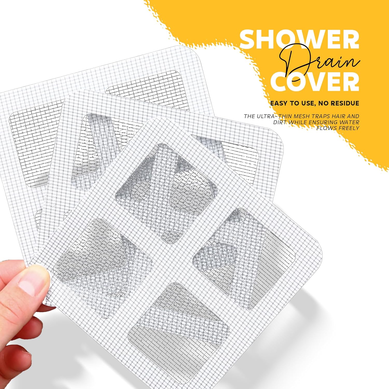 drain cover mesh, 5 Pack Waterproof Drain Cover Mesh for Bathroom – Self Adhesive Hair Catcher & Jali Protector