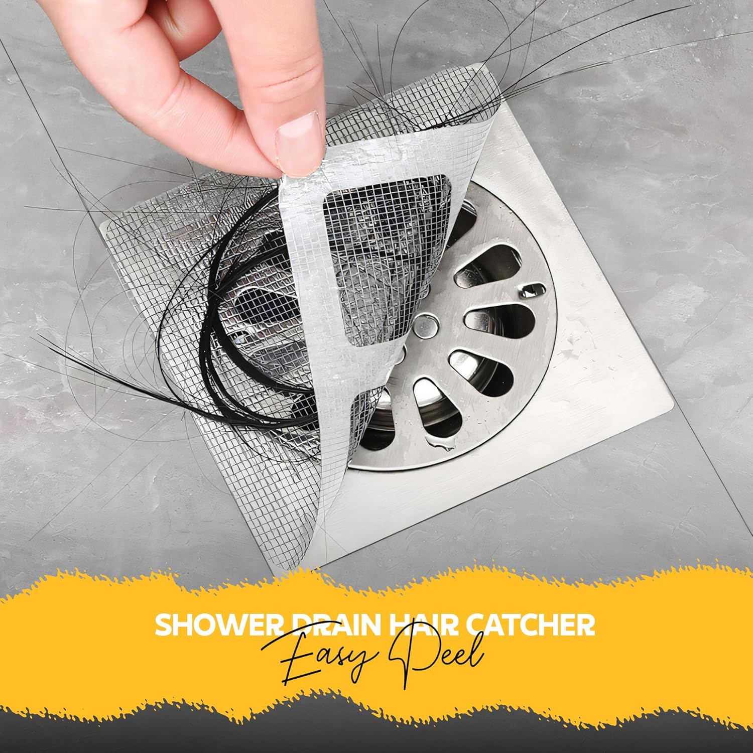 drain cover mesh, 5 Pack Waterproof Drain Cover Mesh for Bathroom – Self Adhesive Hair Catcher & Jali Protector