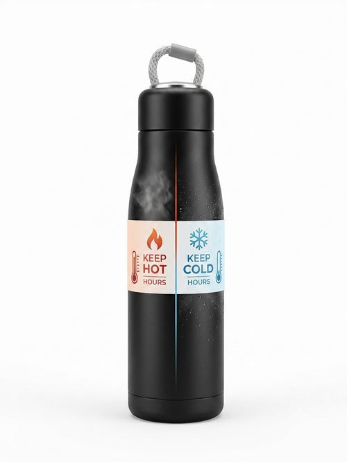500ml Stainless Steel Vacuum Insulated Sport Water Bottle | Matte Black | Keeps Drinks Hot for 10 Hours & Cold for 30 Hours